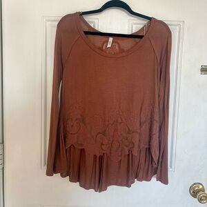 Free People | Brown Lace Top